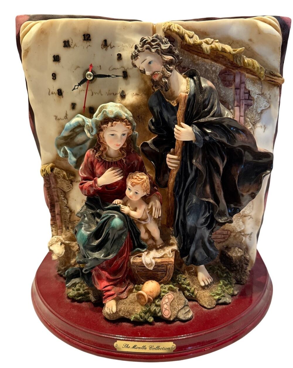 The Mirella Collection Holy Family Sculpture Clock - Jesus Religious - Christmas